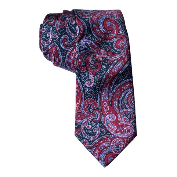 Brioni Silk Tie Paisley Floral Multi Color Red Handmade in Italy - Picture 1 of 10